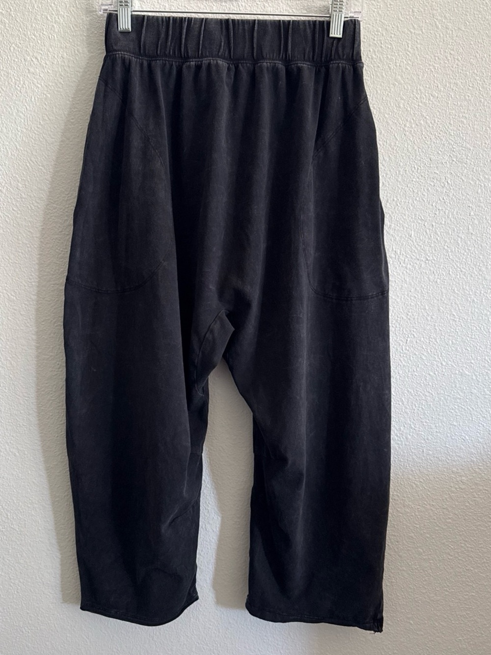 Free People Movement Washed Black Harem Pants Relaxed Cropped Cotton S